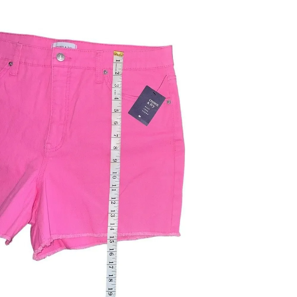 NWT CROWN & IVY Pink Denim Shorts Size 16 - Picture 6 of 7